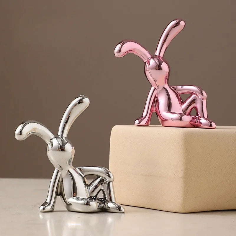 Long-Eared Rabbit Decorative Statute